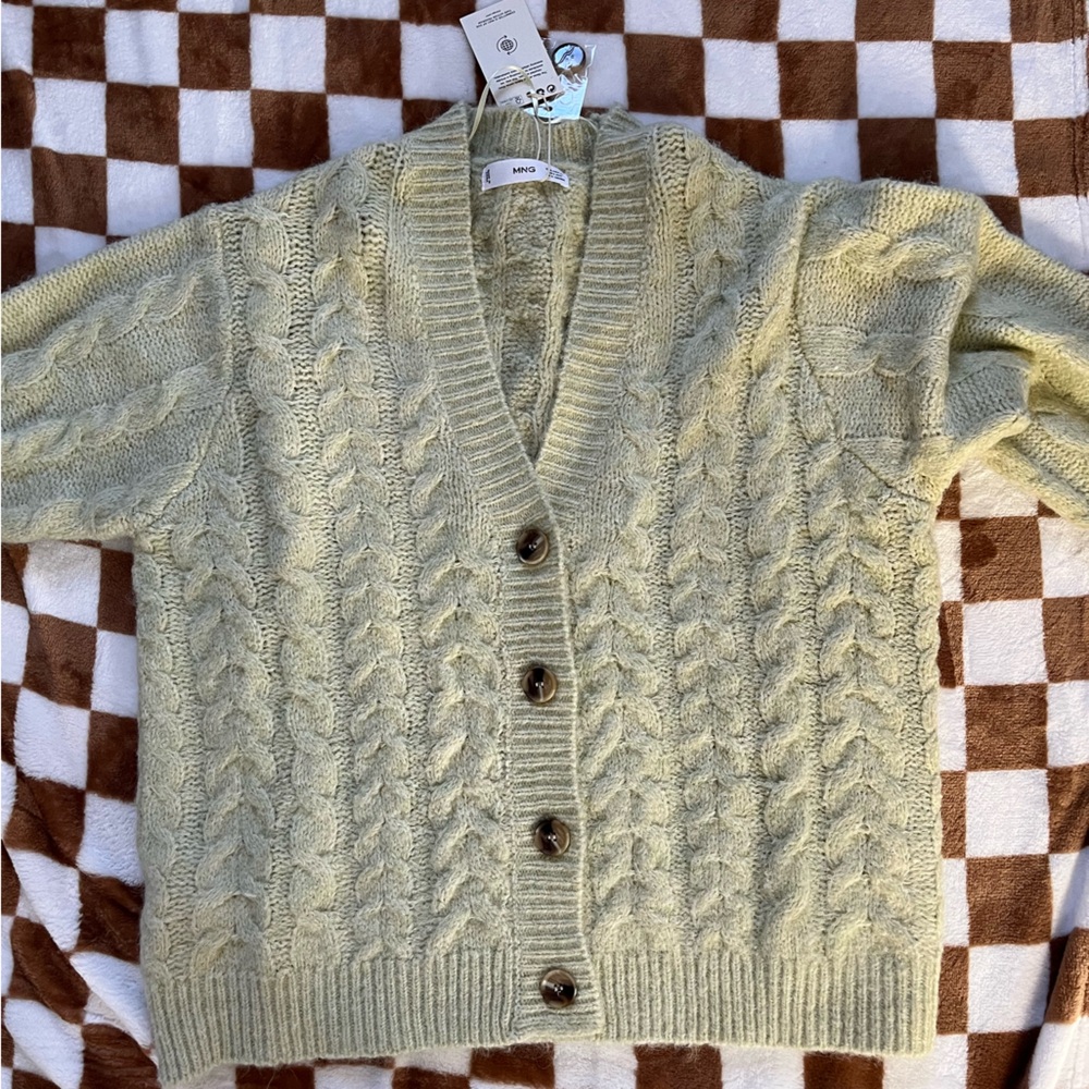 Mango Soft Knit Cardigan in Cream
